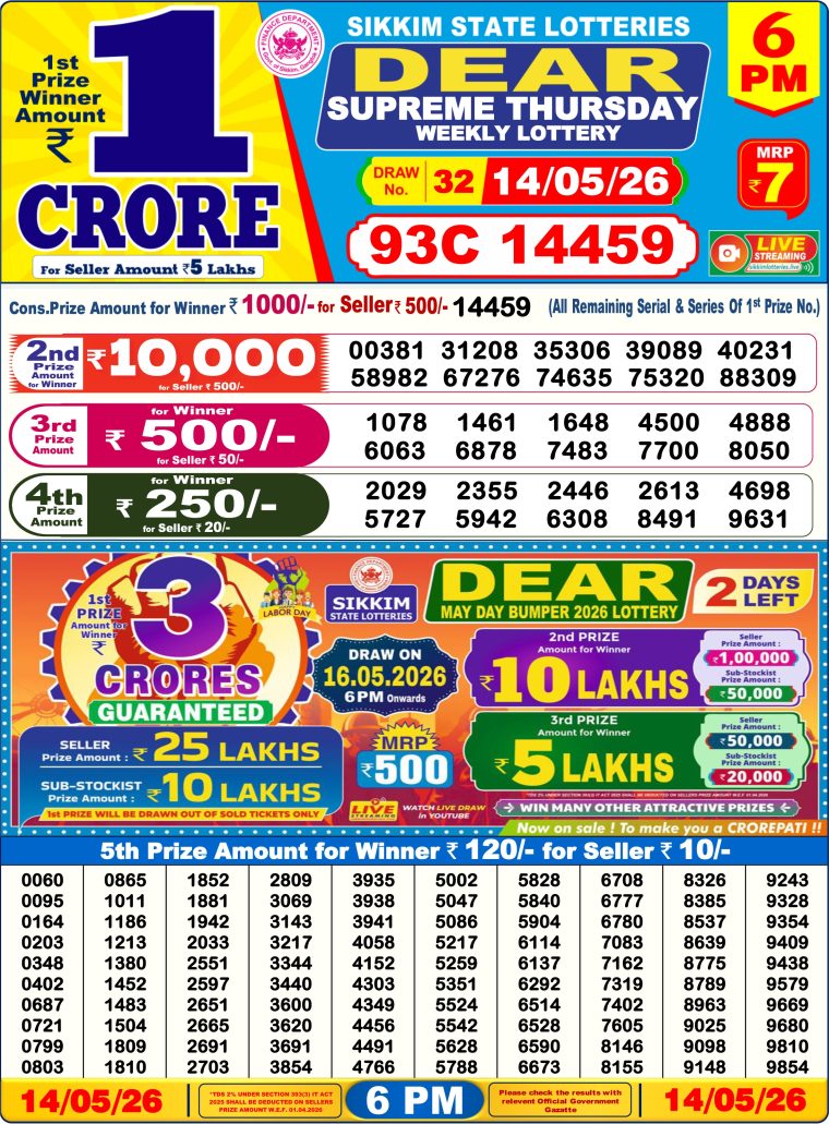 Lottery Result West Bengal 6PM 14-05-2026