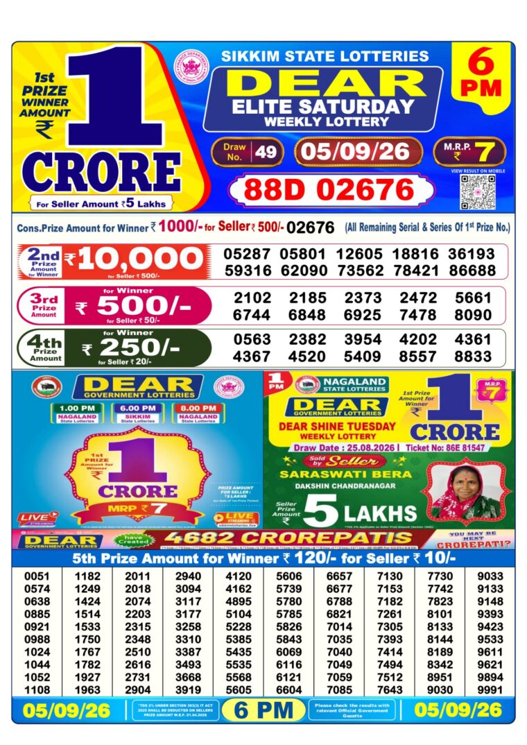 West Bengal Lottery Sambad 6PM 05-09-2026